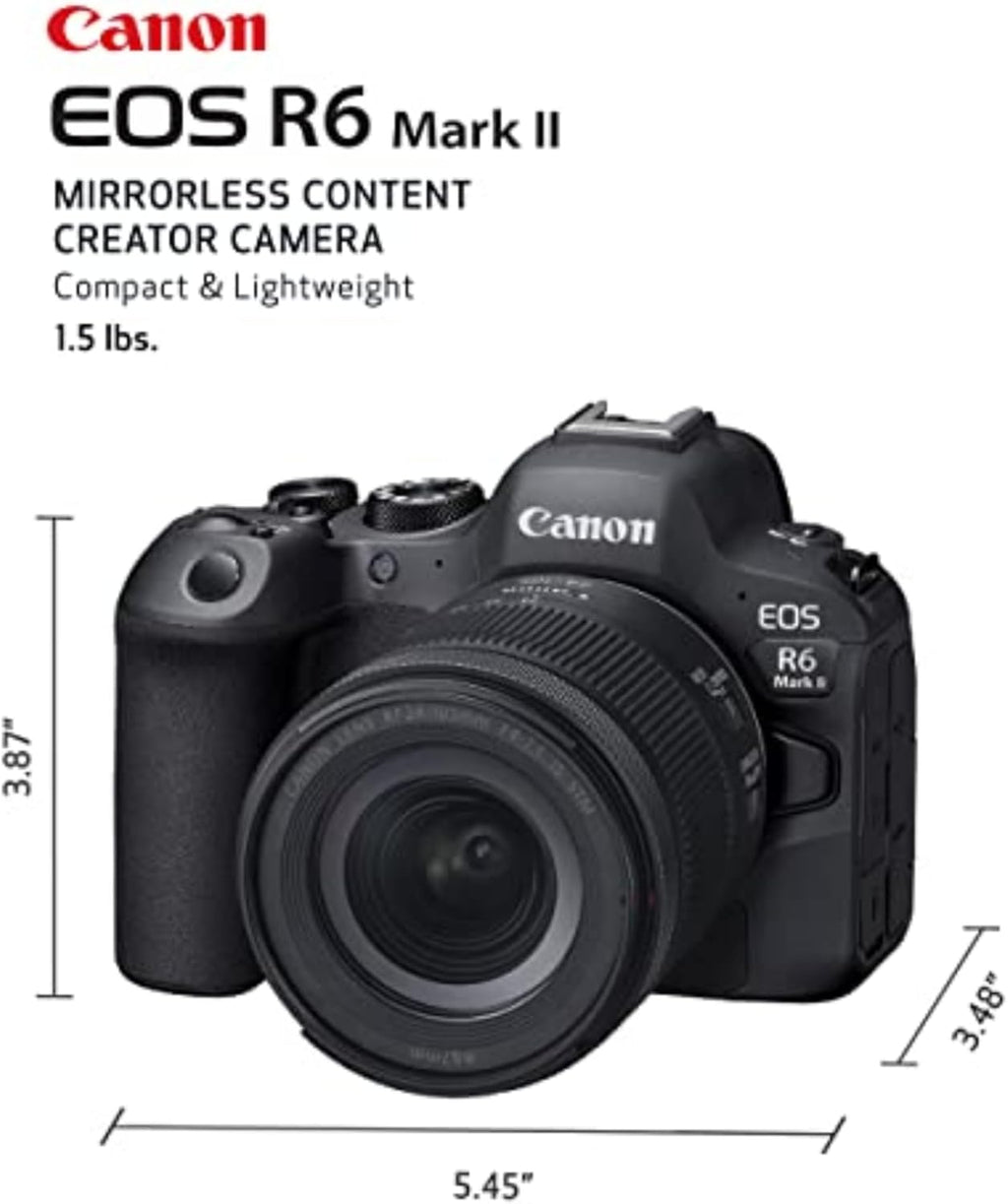 Appareil photo hybride plein format Canon EOS R6 Mark II, objectif RF 24-105 mm f/4-7.1 IS STM, capteur CMOS 24,2 mégapixels, photos et vidéos, noir – Présentation