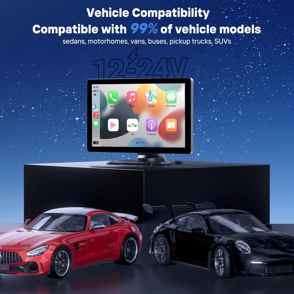 Écran sans fil HAUXIY 9 pour Apple CarPlay doté de caméra embarquée 4K