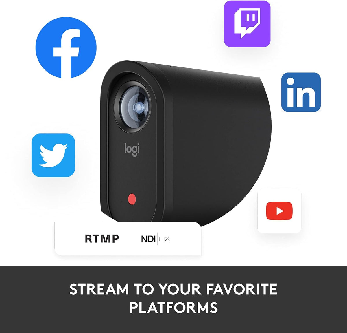 Logitech for Creators Mevo Start, caméra de streaming sans fil, qualité vidéo HD 1080p, contrôle intelligent via application, streaming en direct via LTE ou Wi-Fi - Noir