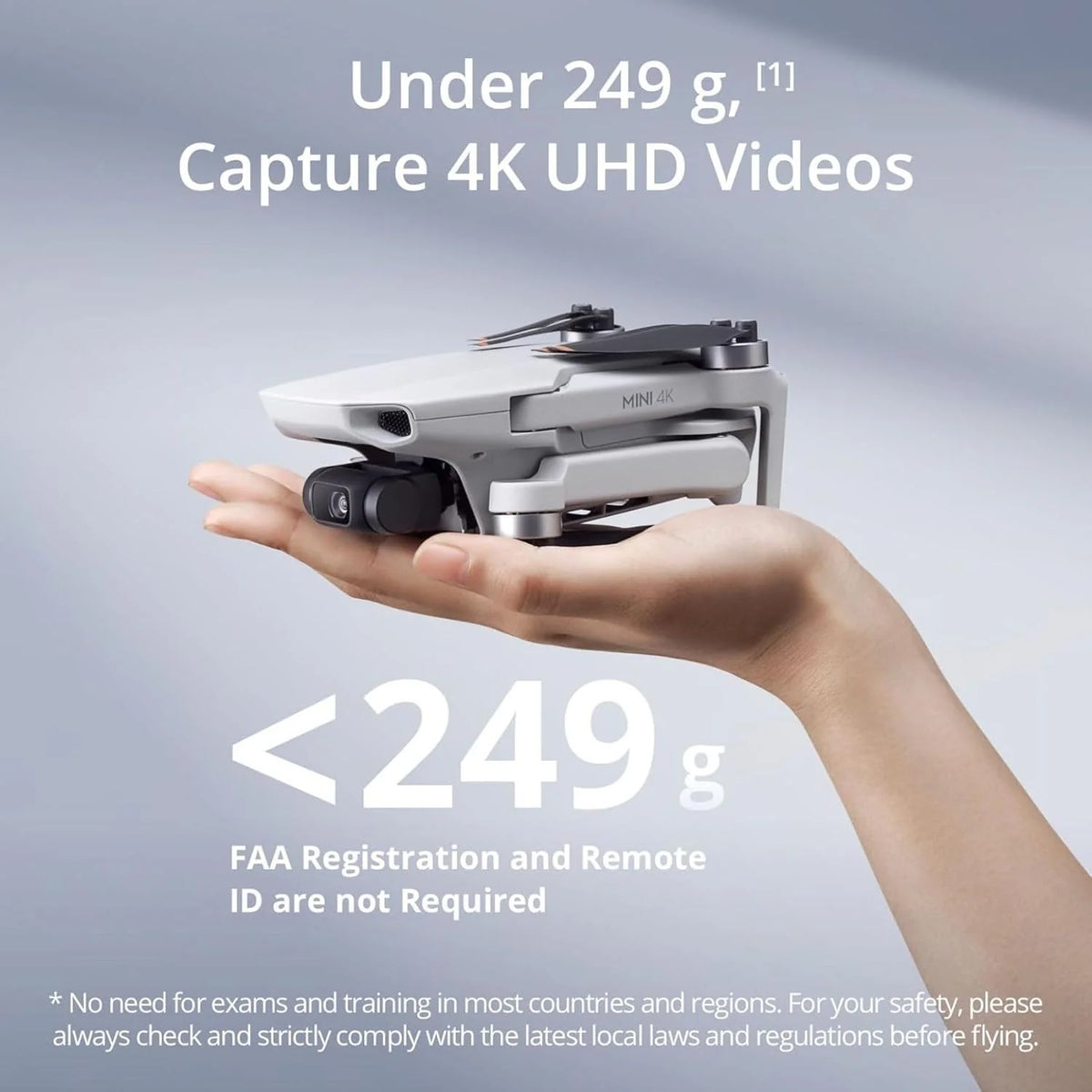 DJI Mini 4K, drone doté de caméra 4K UHD pour adultes, moins de 249 g, stabilisation sur nacelle 3 axes, transmission vidéo jusqu'à 10 km, retour automatique, résistance au vent, autonomie maximale de 31 minutes doté de une seule batterie