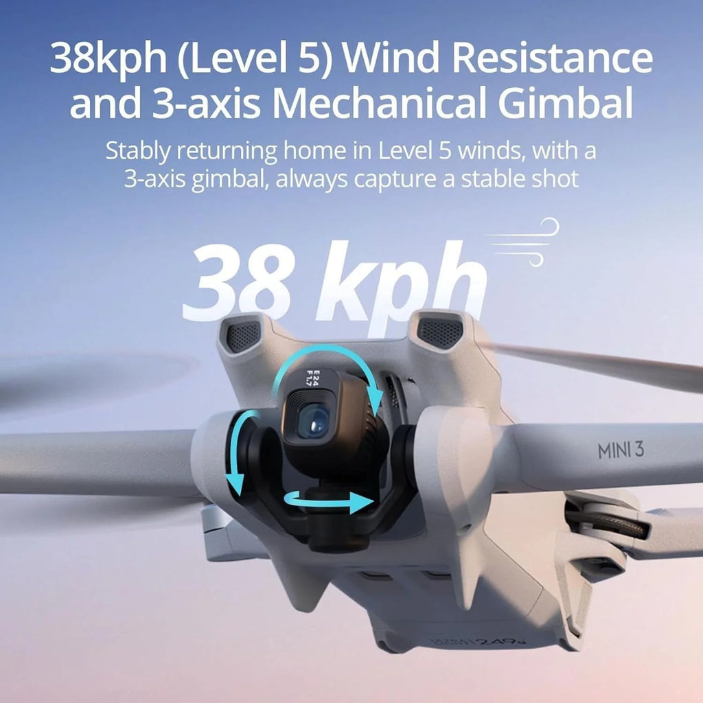 DJI Mini 3, Drone doté de caméra pour adultes, 4K, 38 min d'autonomie, transmission vidéo jusqu'à 10 km, prise de vue verticale, retour automatique GPS intégré, Mini drone doté de caméra pour débutants