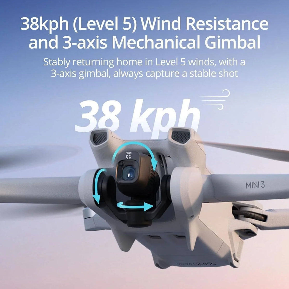 DJI Mini 3, Drone doté de caméra pour adultes, 4K, 38 min d'autonomie, transmission vidéo jusqu'à 10 km, prise de vue verticale, retour automatique GPS intégré, Mini drone doté de caméra pour débutants