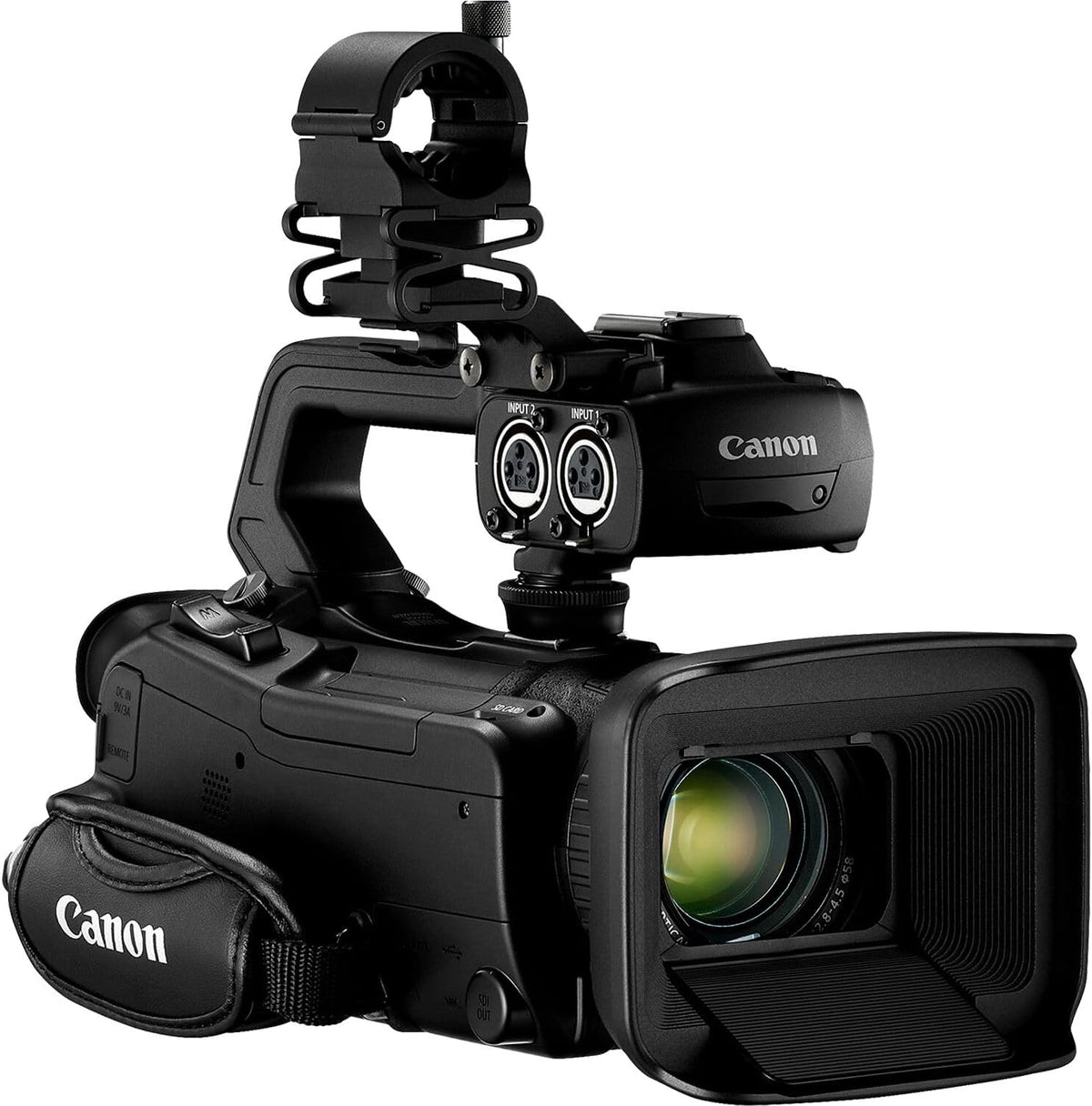 Caméscope professionnel Canon XA75 UHD 4K doté de zoom optique 15x, capteur CMOS 1 pouce, double sortie audio XLR, sorties SDI et HDMI, autofocus Dual Pixel, USB-C, streaming en direct et stabilisation 5 axes (inclus).