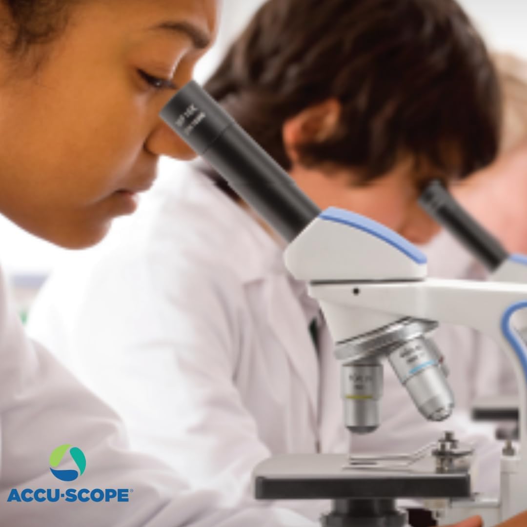 Microscope composé Accu-Scope EXM-150 - Tête monoculaire, grossissement 40-400x, diaphragme à disque, sans fil, éclairage LED - Microscope biologique résistant aux chocs, idéal pour les étudiants, les laboratoires scolaires et la maison…