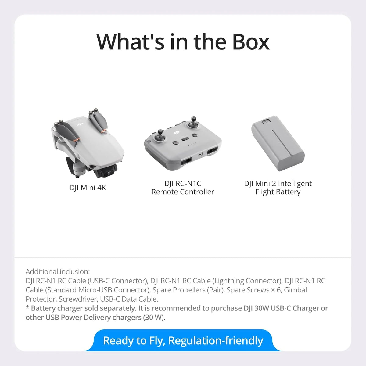 DJI Mini 4K, drone doté de caméra 4K UHD pour adultes, moins de 249 g, stabilisation sur nacelle 3 axes, transmission vidéo jusqu'à 10 km, retour automatique, résistance au vent, autonomie maximale de 31 minutes doté de une seule batterie