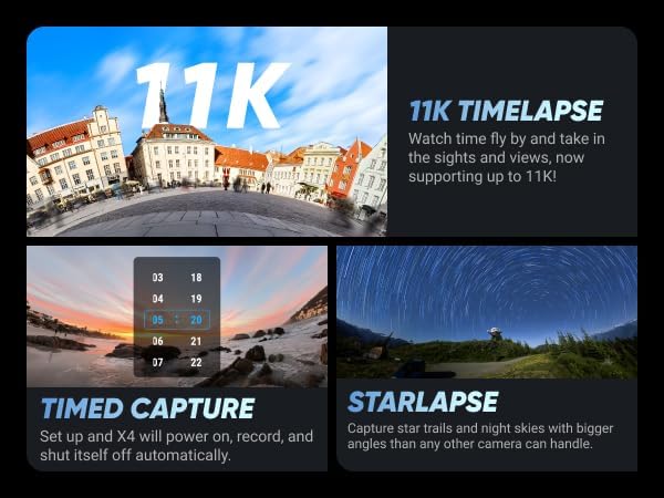 Kit Insta360 X4 Basic - Caméra d'action 360° étanche 8K doté de capteur 1/2" 48 MP, vidéo HDR 360° 8K, photo 360° 72 MP, objectif unique 4K | Le pack comprend une perche à selfie et un cache-objectif (256 Go)