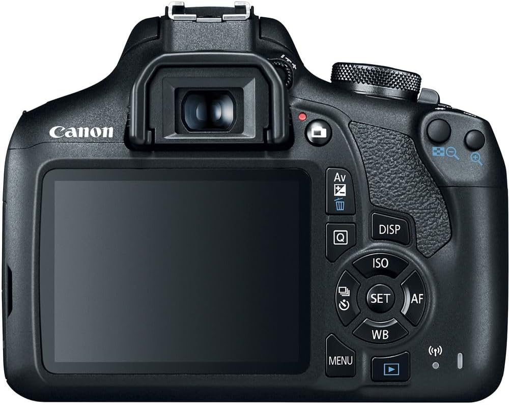 Reflex numérique Canon EOS Rebel T7 doté de objectif 18-55 mm, carte mémoire 64 Go, sac photo, filtre UV 58 mm et chiffon de nettoyage en microfibre (5 articles).