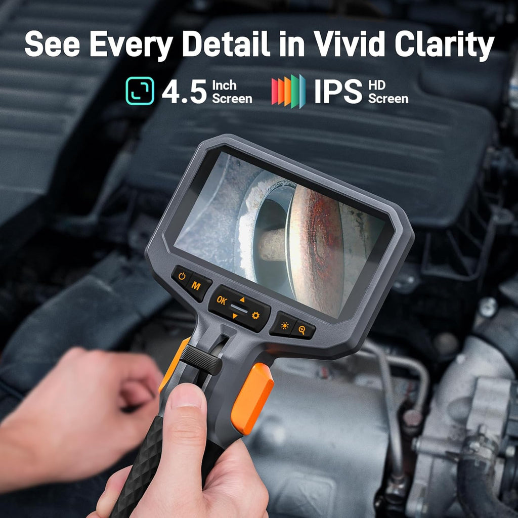 Endoscope articulé bidirectionnel Teslong avec lumière, caméra d'inspection industrielle avec sonde articulée, caméra endoscopique flexible à fibre optique pour l'inspection murale et des moteurs automobiles - 1,5 m – Présentation