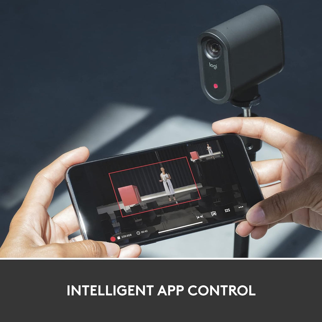 Caméra de streaming sans fil Logitech for Creators Mevo Start : qualité vidéo HD 1080p, contrôle intelligent via application, diffusion en direct via LTE ou Wi-Fi - Noir