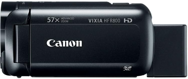 Caméscope Canon VIXIA HF R800 (noir) - Kit | Caméra vidéo HD doté de grossissement optique avancé 57x SuperRange et design léger | Idéal pour les voyages et l'enregistrement quotidien (1960C002) + carte de stockage 64 Go + étui