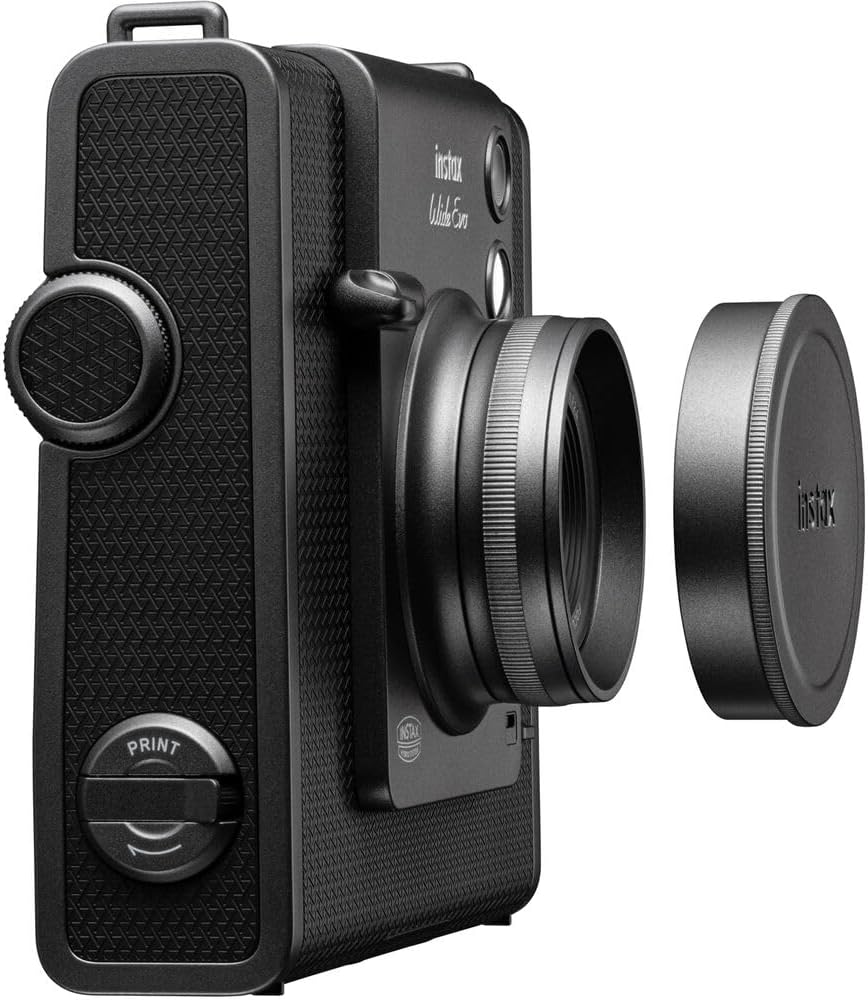 Appareil photo instantané hybride Fujifilm Instax Wide Evo doté de étui de transport compatible, carte mémoire 32 Go, chiffon de nettoyage et accessoires.