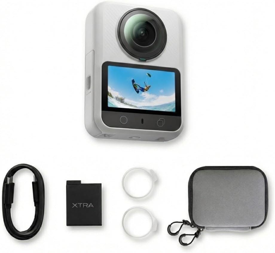Caméra Xtra 360 : vidéo panoramique 8K, capteur équivalent 1 pouce, haute résolution 100 MP, résistant à l’eau, 105 Go de stockage intégré, Bullet Time, large compatibilité, vlog.