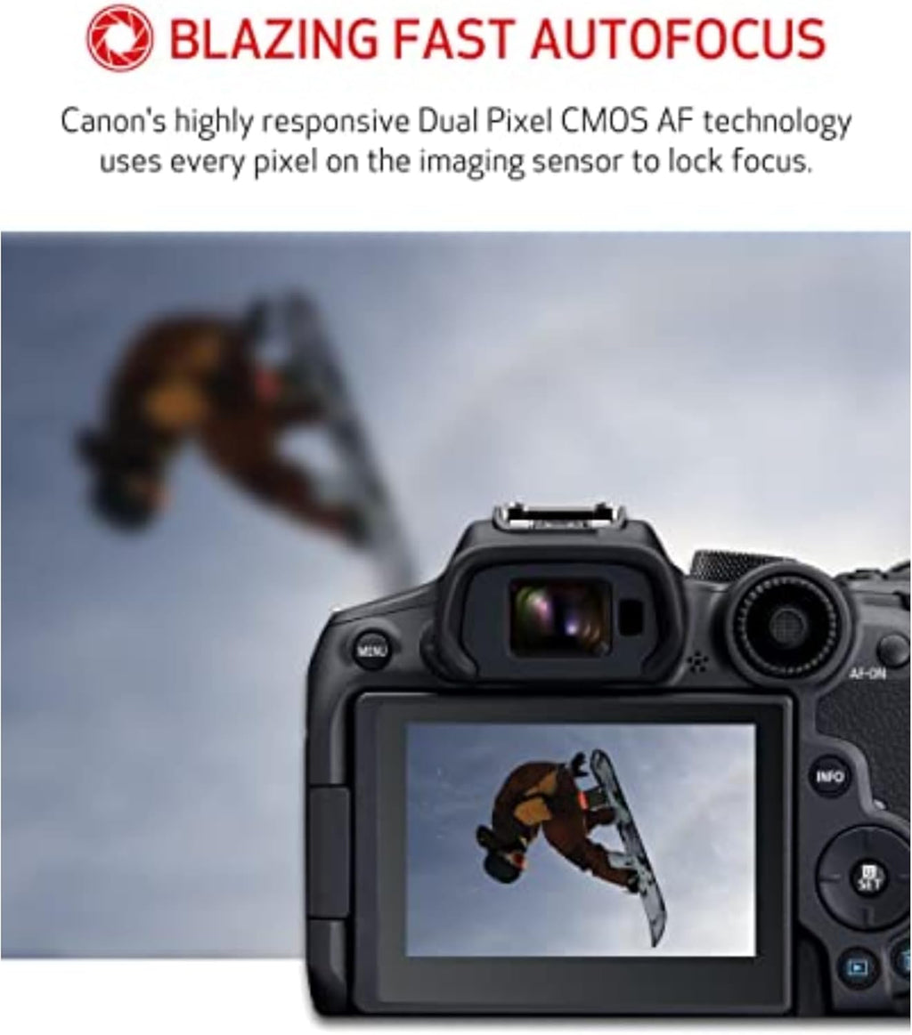 Appareil photo hybride Canon EOS R7 (boîtier nu) - Capteur CMOS APS-C 32,5 mégapixels - Vidéo 4K - Idéal pour les créateurs de contenu sportif et de vlogging - Noir – Présentation