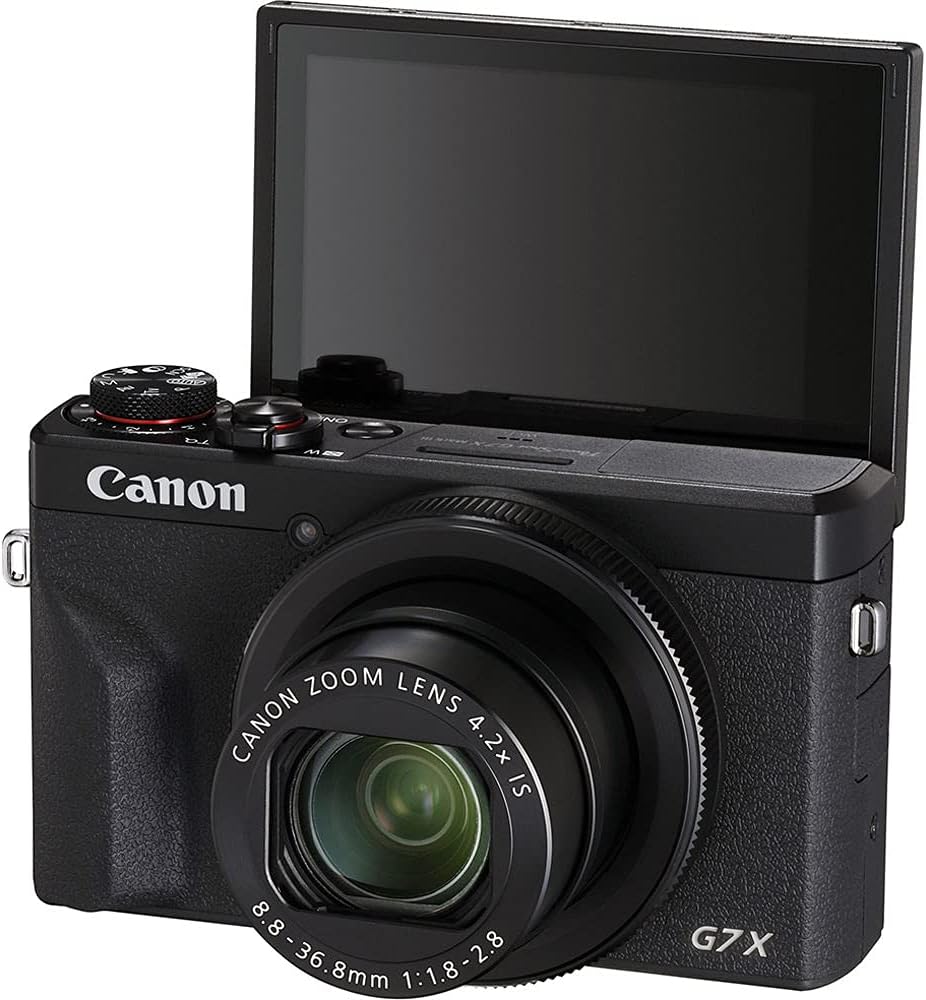 Appareil photo digital Canon PowerShot G7 X Mark III | Capteur 1 pouce 20,1 Mpx | Zoom optique 4,2x | Vidéo 4K UHD | Wi-Fi et Bluetooth | Idéal pour le vlogging et les voyages | Sacoche et carte de stockage 64 Go incluses