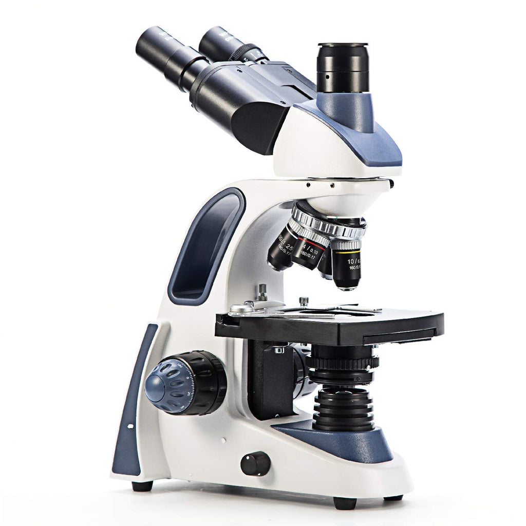 Microscope de laboratoire trinoculaire de laboratoire composé Swift SW380T, grossissement 40X-2500X, tête Siedentopf, qualité recherche, doté de oculaires grand champ 10X/25X, platine mécanique, mise au point ultra-précise