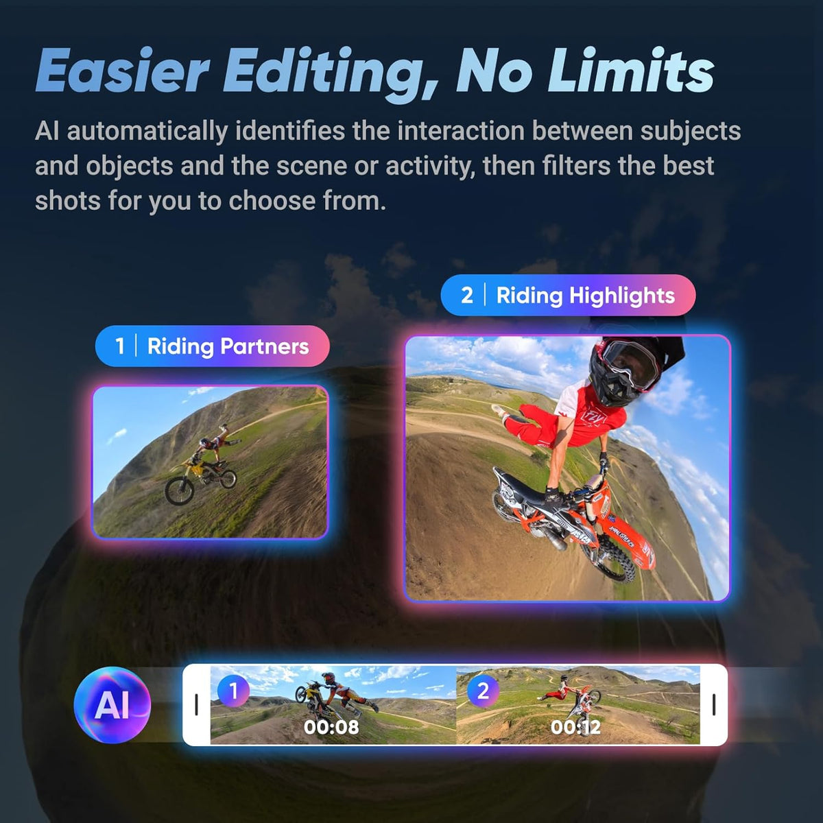 Pack Insta360 X4 Standard - Caméra sportive 360° 8K résistant à l’eau, vidéo grand angle 4K, effet perche à selfie invisible, protections d'objectif amovibles, autonomie de 135 min, montage IA, stabilisation