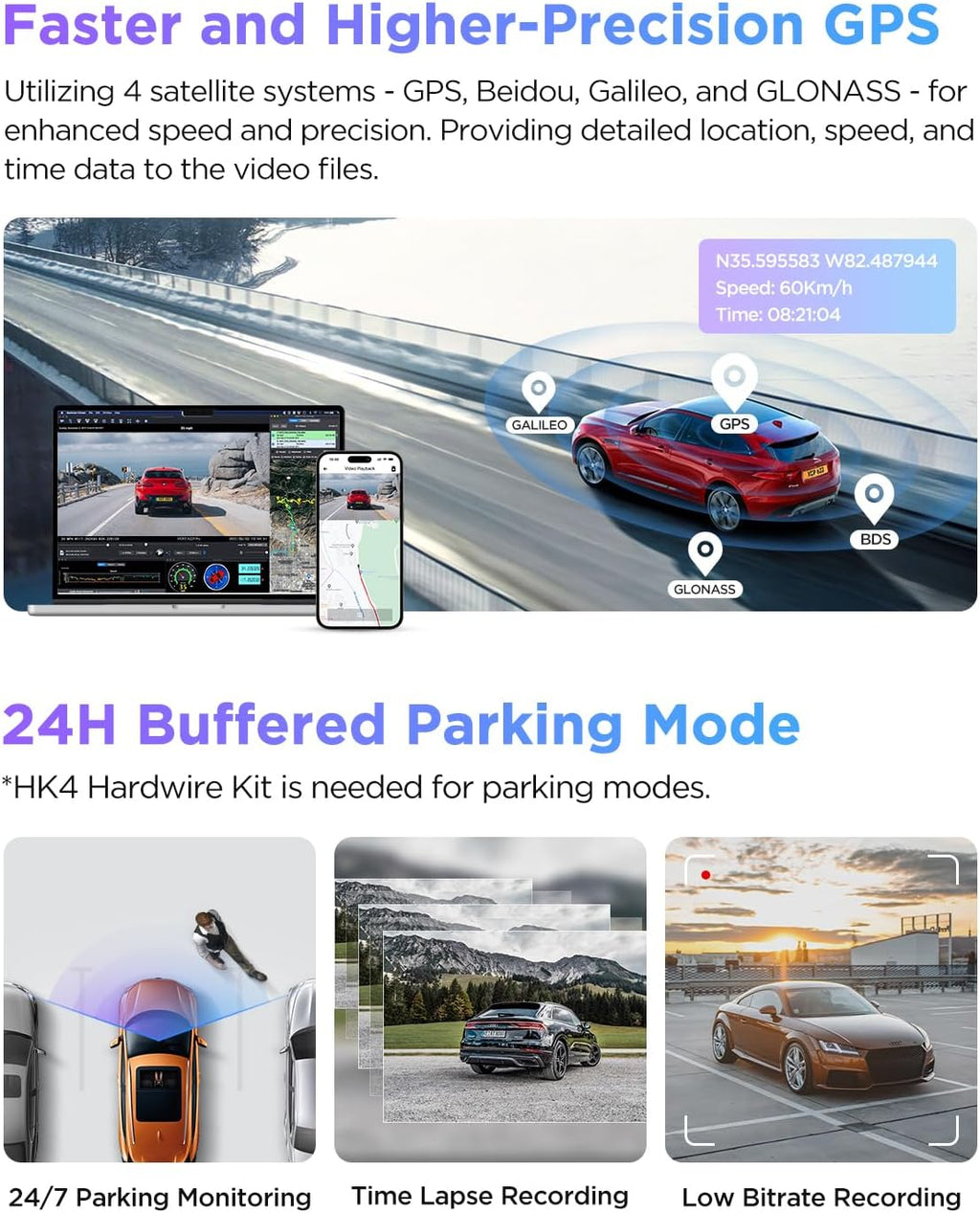 Caméra embarquée VIOFO A229 Pro 4K HDR, double capteur STARVIS 2 IMX678/IMX675, caméra avant et arrière 4K+2K, 2 canaux, HDR, commande vocale, Wi-Fi 5 GHz, GPS, vision nocturne 2.0, mode parking 24h – Présentation