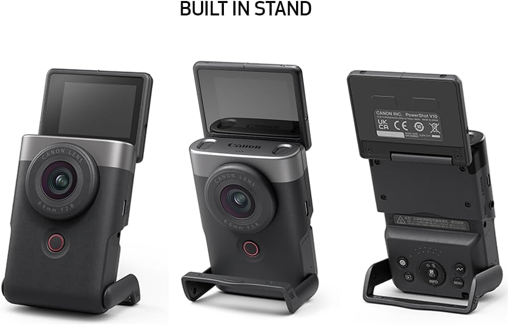 Canon PowerShot V10, appareil photo compact pour vlogging, capteur CMOS 1 pouce, streaming vidéo 4K, objectif zoom grand angle intégré, écran LCD orientable et micro stéréo, stabilisation d'image, studio de création dans votre poche, - Noir.