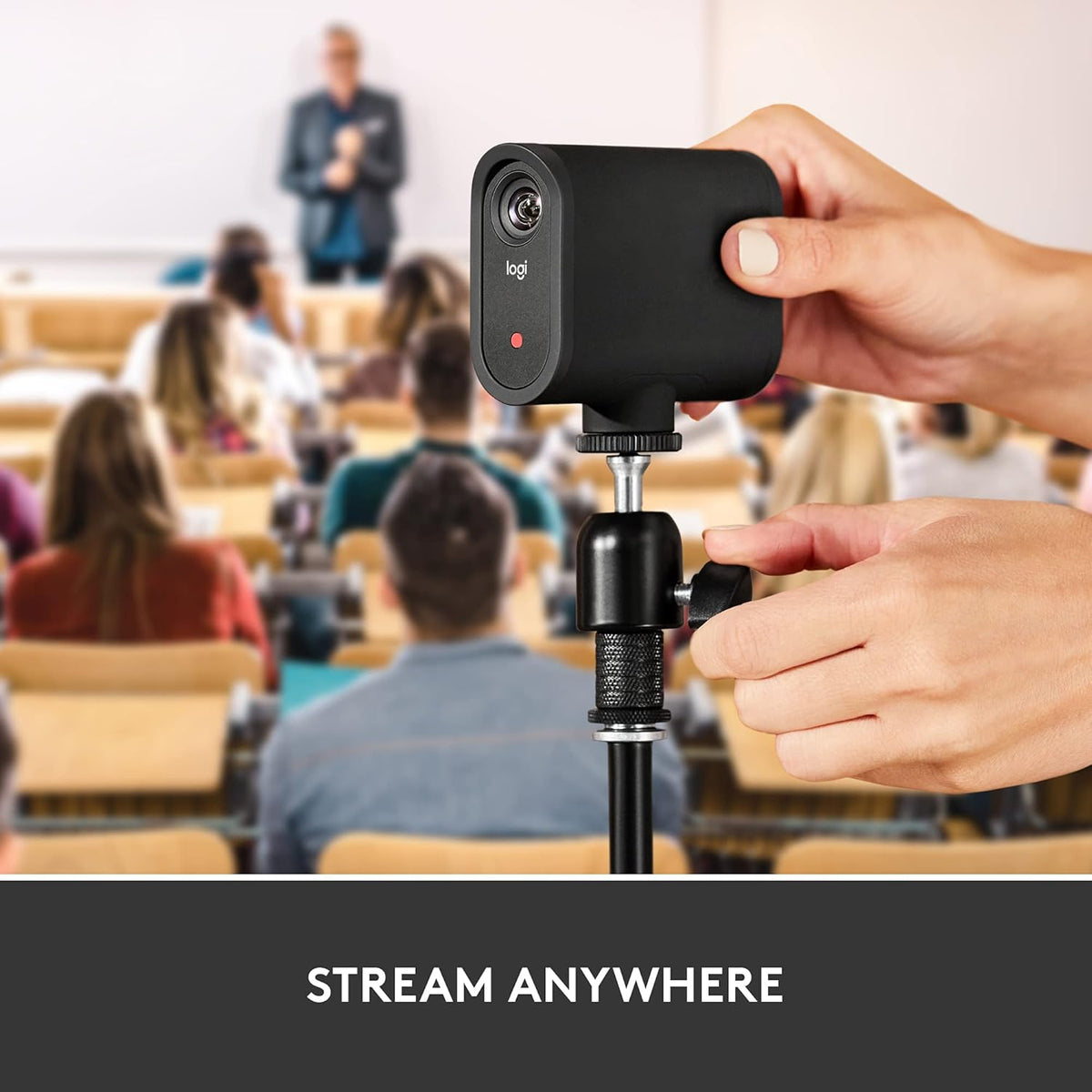 Logitech for Creators Mevo Start, caméra de streaming sans fil, qualité vidéo HD 1080p, contrôle intelligent via application, streaming en direct via LTE ou Wi-Fi - Noir