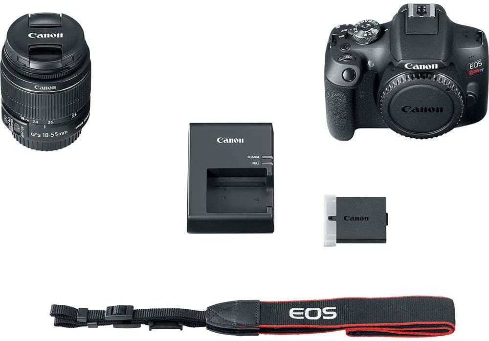Appareil photo reflex numérique Canon EOS Rebel T7 | Capteur CMOS APS-C 24,1 Mpx avec processeur d'image DIGIC 4+ | Wi-Fi et NFC intégrés | Compatible avec les objectifs EF | Kit photo pour débutants avec sacoche et carte de stockage 64 Go