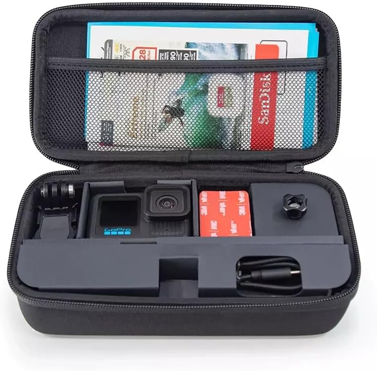 Caméra d'action GoPro HERO13 5.3K HDR 27MP Noire doté de ensemble d'accessoires - Comprend : 2 batteries Enduro, 1 support adhésif incurvé, 1 carte microSD SanDisk 128 Go et un étui de transport (reconditionnée)