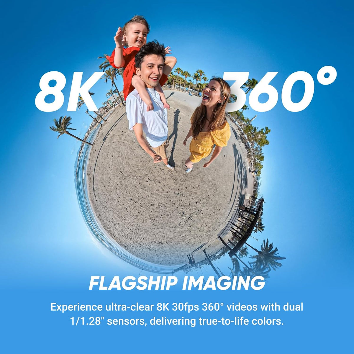 Insta360 X5 - Caméra d'action 360° 8K étanche, performante en basse lumière, effet perche à selfie invisible, objectif robuste et remplaçable, autonomie de 3 heures, stabilisation anti-vent intégrée, triple puce IA – Présentation