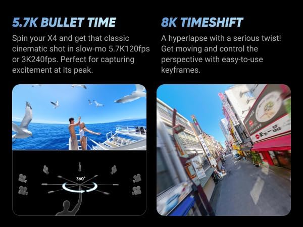 Kit Insta360 X4 Basic - Caméra d'action 360° étanche 8K doté de capteur 1/2" 48 MP, vidéo HDR 360° 8K, photo 360° 72 MP, objectif unique 4K | Le pack comprend une perche à selfie et un cache-objectif (256 Go)