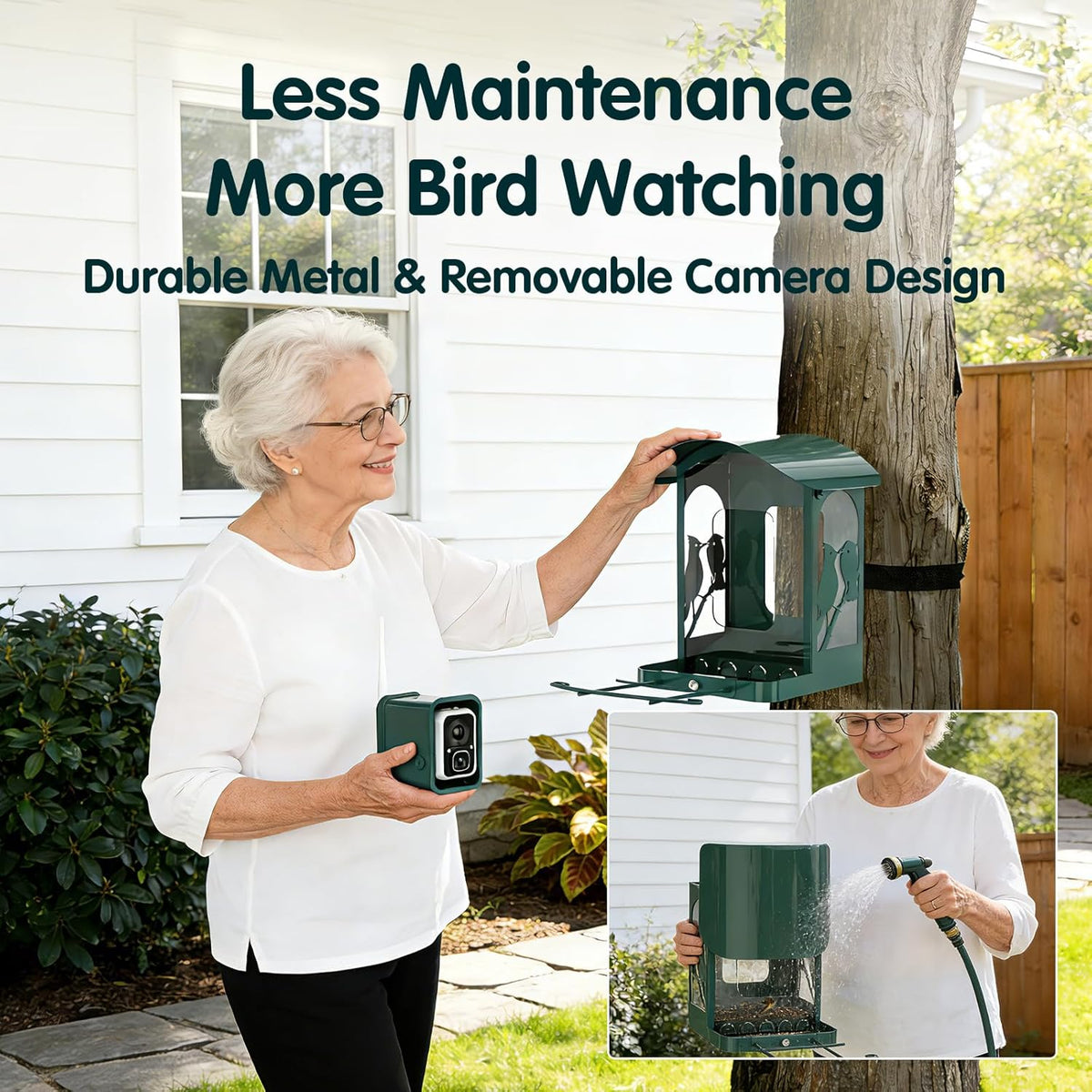 Mangeoire à oiseaux doté de caméra 4K Ultra HD, vidéo en direct à 30 images/seconde, ralenti x10, sans abonnement, alimentée à l'énergie solaire, Wi-Fi 2,4 GHz/5 GHz, en métal résistant. Cadeau idéal pour les amoureux des oiseaux.