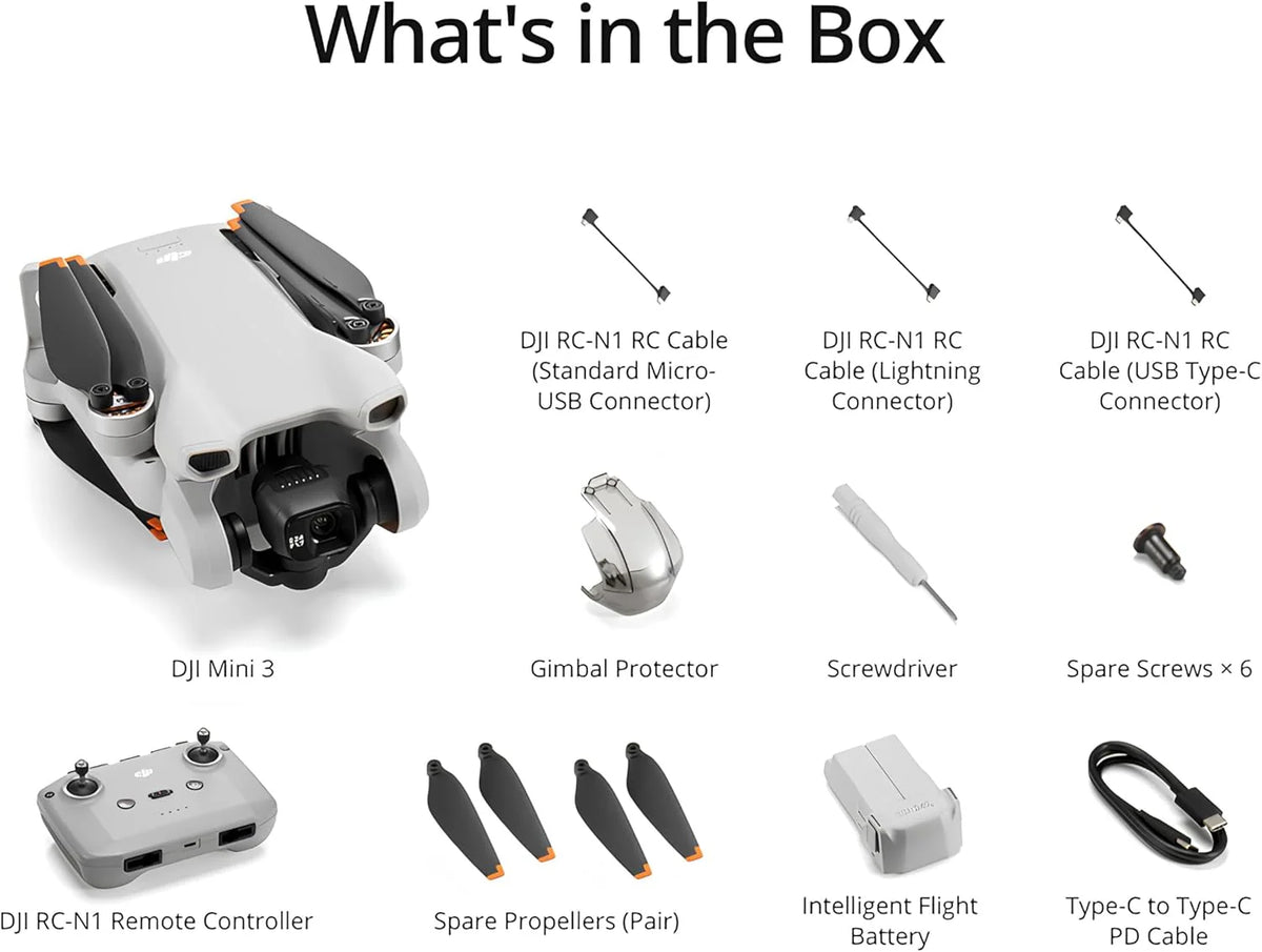 DJI Mini 3, Drone doté de caméra pour adultes, 4K, 38 min d'autonomie, transmission vidéo jusqu'à 10 km, prise de vue verticale, retour automatique GPS intégré, Mini drone doté de caméra pour débutants