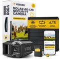 Caméra de surveillance extérieure Vosker V300 Ultimate Farmers Kit avec panneau solaire externe pour fermes, pâturages et serres, 4G LTE, - Noire, unité unique avec batterie