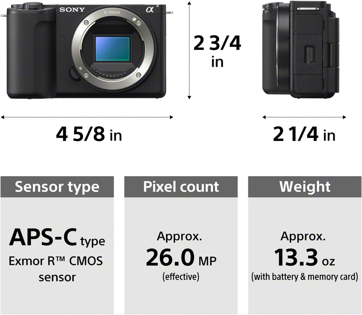 Sony Alpha ZVE10 II - Appareil photo hybride APS-C à objectifs interchangeables pour créateurs de contenu - Noir - Boîtier nu – Présentation