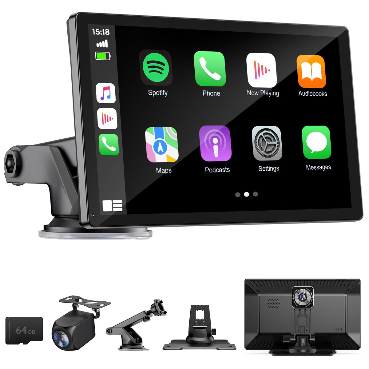 Écran sans fil HAUXIY 9 pour Apple CarPlay doté de caméra embarquée 4K