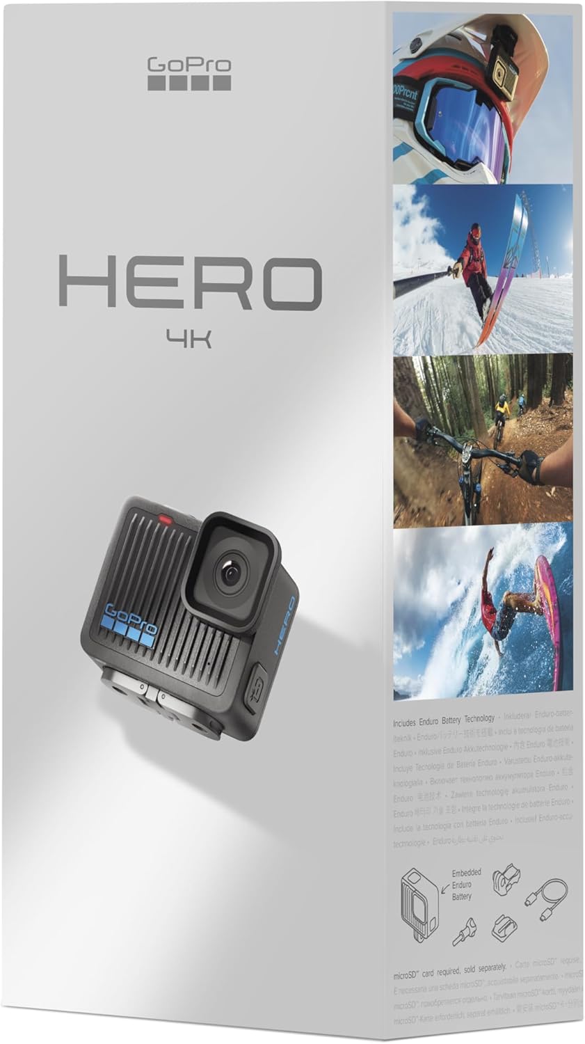 GoPro Hero - Caméra sportive compacte et résistant à l’eau doté de vidéo 4K Ultra HD, photos 12 MP et affichage tactile