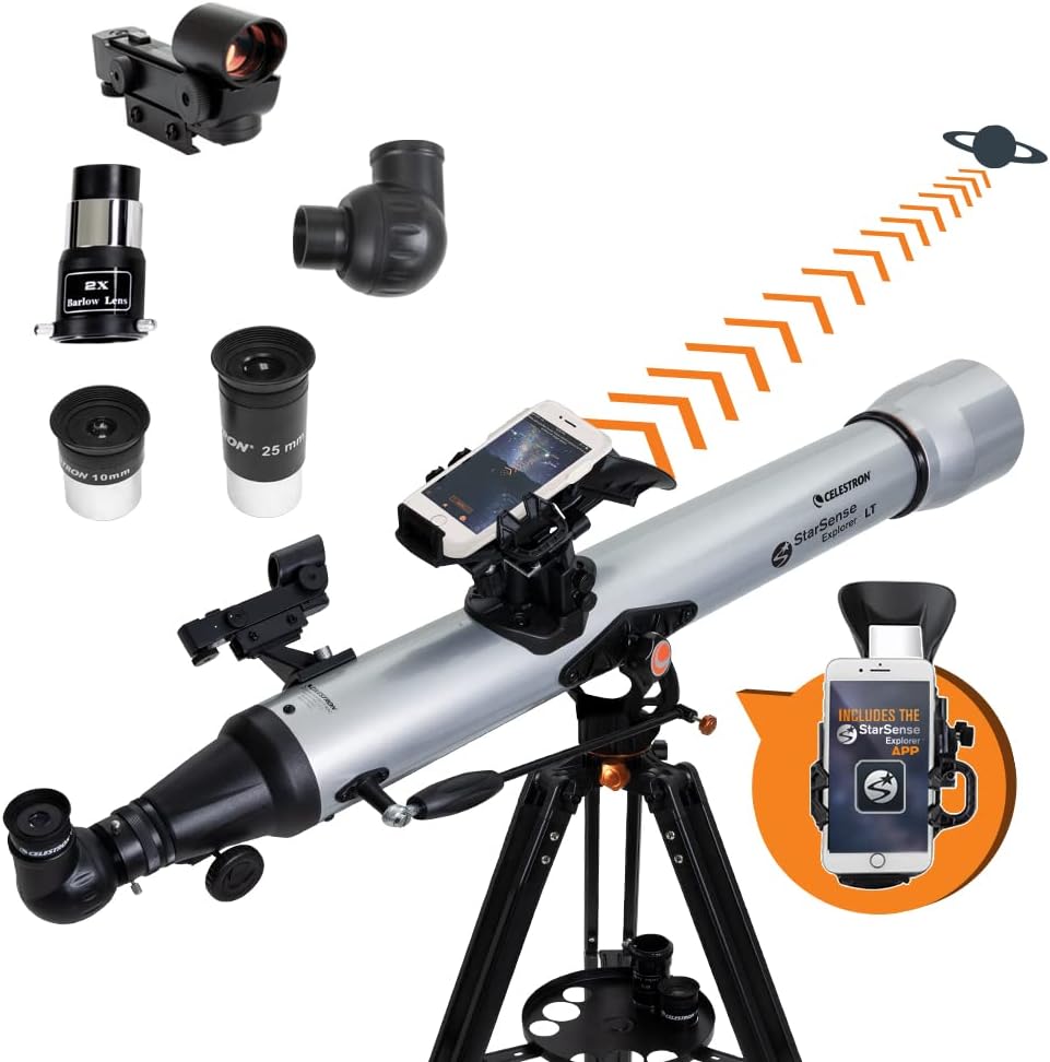 Lunette/télescope Celestron StarSense Explorer LT 80AZ doté de application intégrée – Lunette réfractrice 80 mm doté de station d'accueil pour smartphone et application StarSense – Compatible iPhone et Android – Facile à utiliser pour les utilisat…