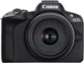 Appareil photo hybride Canon EOS R50, kit objectif RF-S 18-45 mm F4.5-6.3 IS STM, capteur CMOS 24,2 mégapixels (APS-C), vidéo 4K, monture RF, - Noir. Idéal pour la photo, la vidéo et le vlogging.