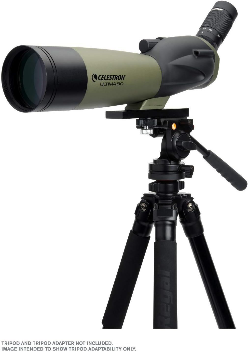 Télescope réfracteur coudé Celestron 52250 Ultima 20-60x80 mm doté de optiques multicouches, tube en caoutchouc résistant à l’eau et étui de transport souple vert