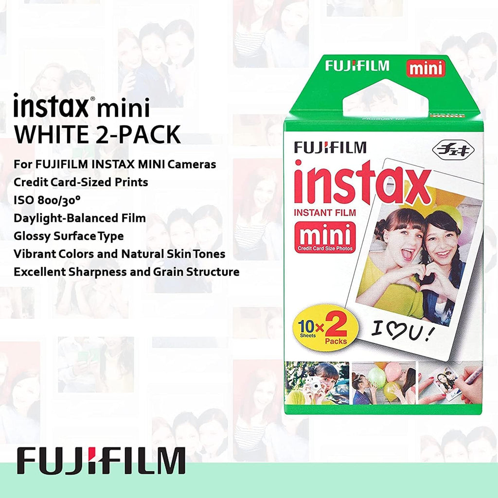 Appareil photo instantané Fujifilm Instax Mini EVO Hybrid marron | Kit de 2 films instantanés Instax Mini | Carte microSD 32 Go avec adaptateur | Étui marron pour appareil photo