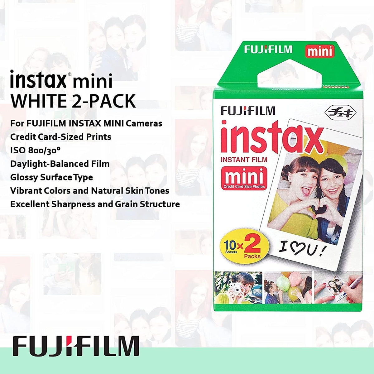 Appareil photo instantané Fujifilm Instax Mini EVO Hybrid marron | Kit de 2 films instantanés Instax Mini | Carte microSD 32 Go avec adaptateur | Étui marron pour appareil photo