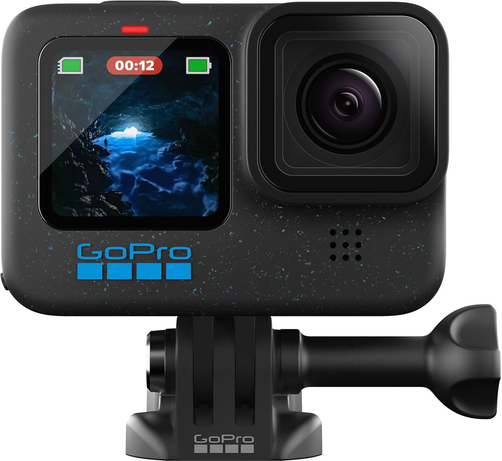 GoPro Hero12 Black - Pack e-commerce - Caméra sportive résistant à l’eau doté de vidéo Ultra HD 5,3K60, photos 27 MP, HDR, capteur d'image 1/1,9", streaming en direct, stabilisation webcam