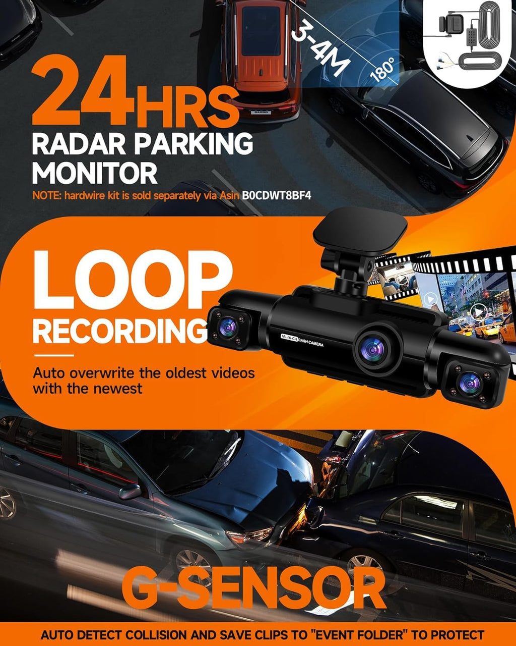 NEIDESO 360° Dash Cam FHD Caméra de voiture 4 canaux avec GPS – Présentation