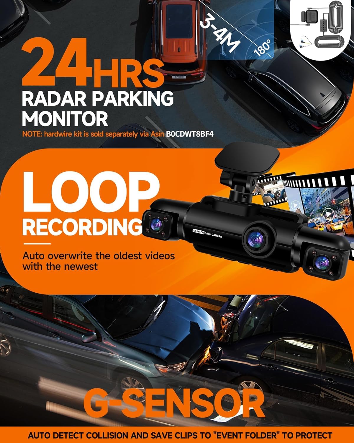 NEIDESO 360° Dash Cam FHD Caméra de voiture 4 canaux avec GPS – Présentation