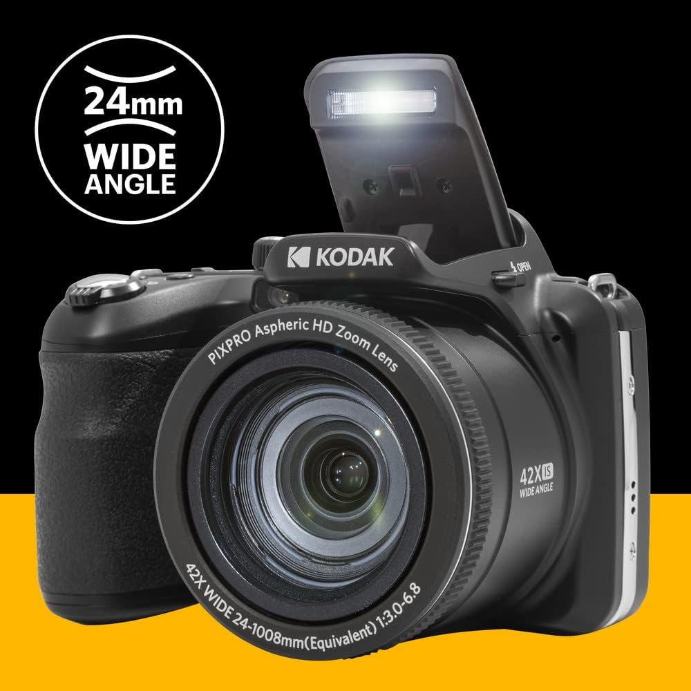 Appareil photo digital Kodak PIXPRO AZ425-BK 20 MP, zoom 42x, objectif à large champ 24 mm, stabilisation vidéo, vidéo Full HD 1080p, écran LCD 3 pouces, - Noir