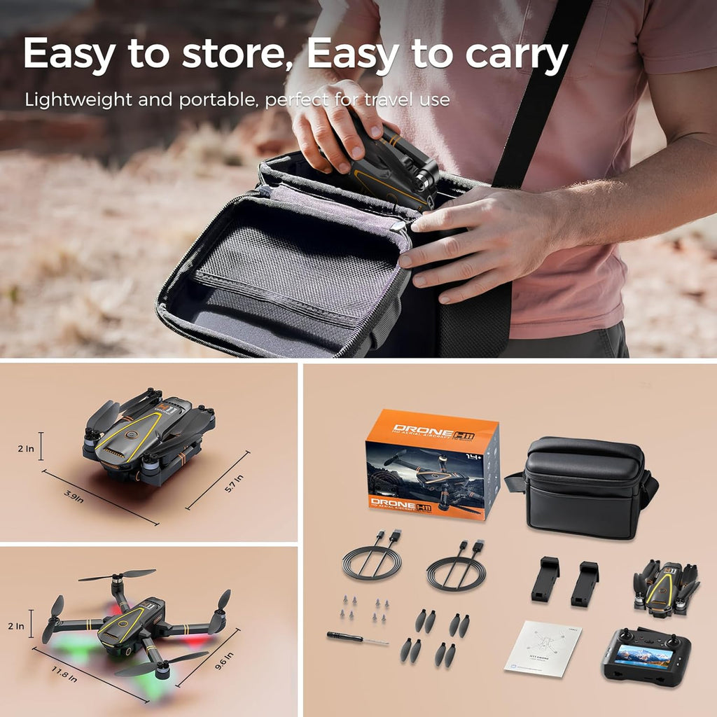 Drone GPS avec caméra 4K EIS pour toute la famille, drone radiocommandé avec écran HD 4,5 pouces sur la télécommande, retour automatique, 2 batteries pour 45 min de vol, transmission longue portée, modes vol circulaire et suivi