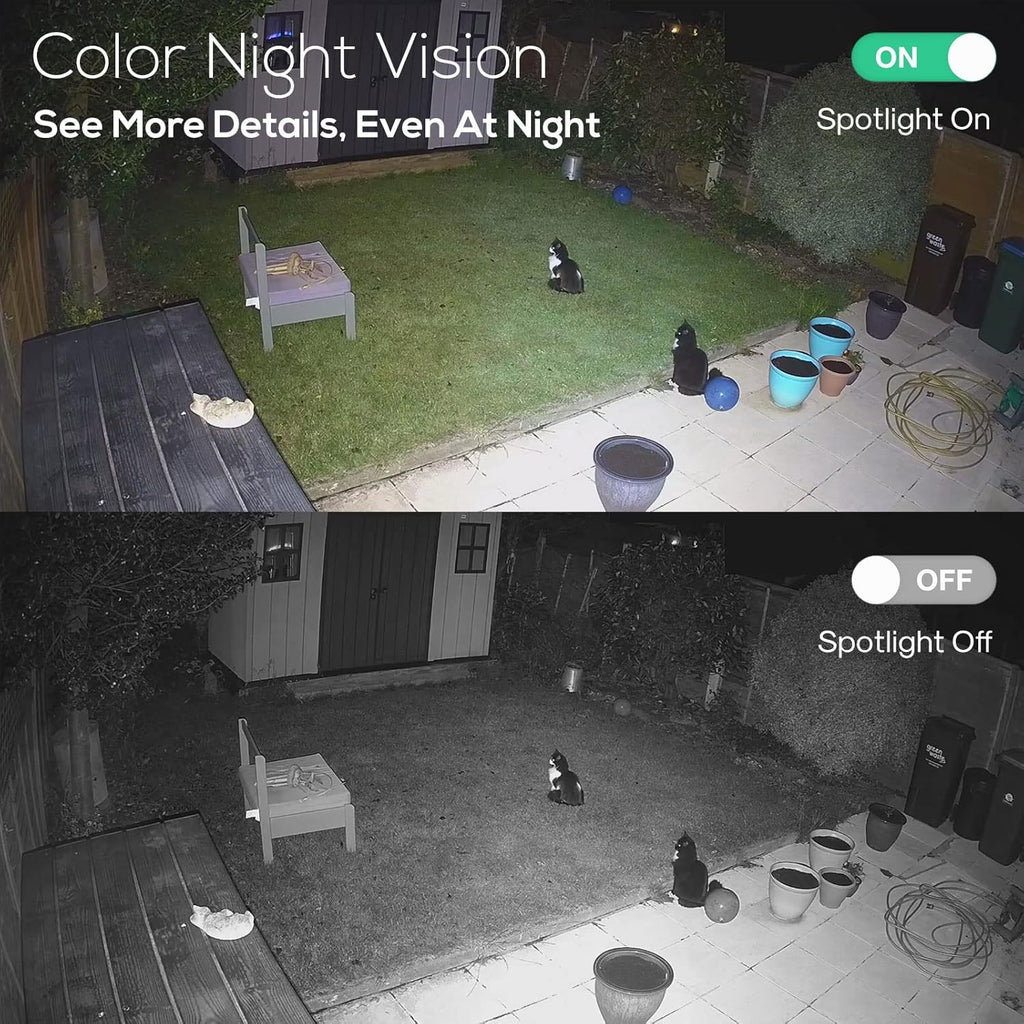 Système de caméras de sécurité solaires Kittyhok pour la maison : 4 caméras de sécurité solaires 2K Ultra, sans fil, extérieures, doté de projecteur et détection humaine intelligente, alimentation illimitée, NVR 10 canaux