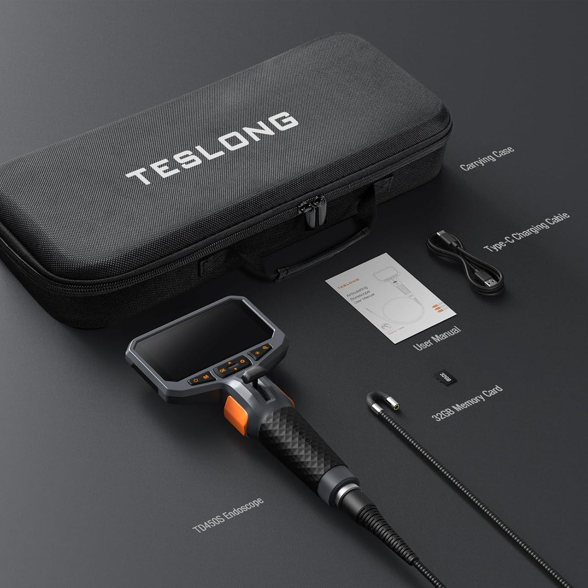 Endoscope articulé bidirectionnel Teslong avec lumière, caméra d'inspection industrielle avec sonde articulée, caméra endoscopique flexible à fibre optique pour l'inspection murale et des moteurs automobiles - 1,5 m – Présentation