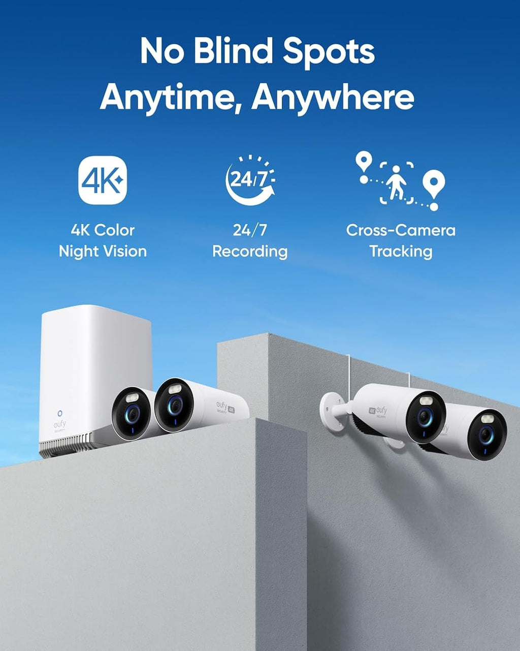 eufy Security eufyCam E330 (Professionnel) - Kit caméra de sécurité extérieure 4K, enregistrement 24h/24 et 7j/7, NVR Wi-Fi, reconnaissance faciale IA, 10 canaux, stockage local (Reconditionné) – Présentation