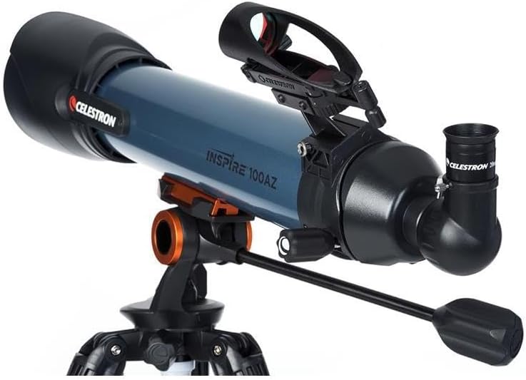 Lunette/télescope réfracteur Celestron Inspire 100AZ avec adaptateur pour smartphone intégré (bleu)