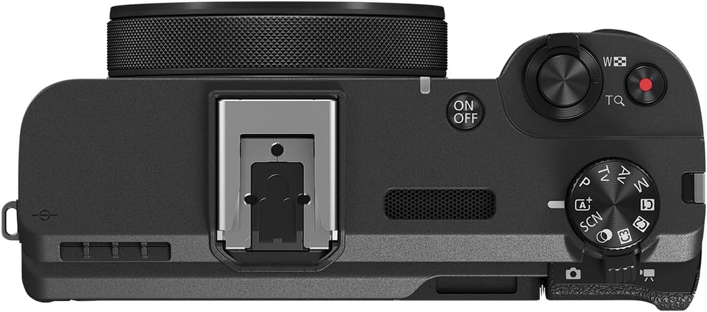 Appareil photo hybride Canon PowerShot V1 : objectif zoom ultra grand-angle intégré, vidéo 4K, vlogging, streaming en direct, création de contenu, design compact.