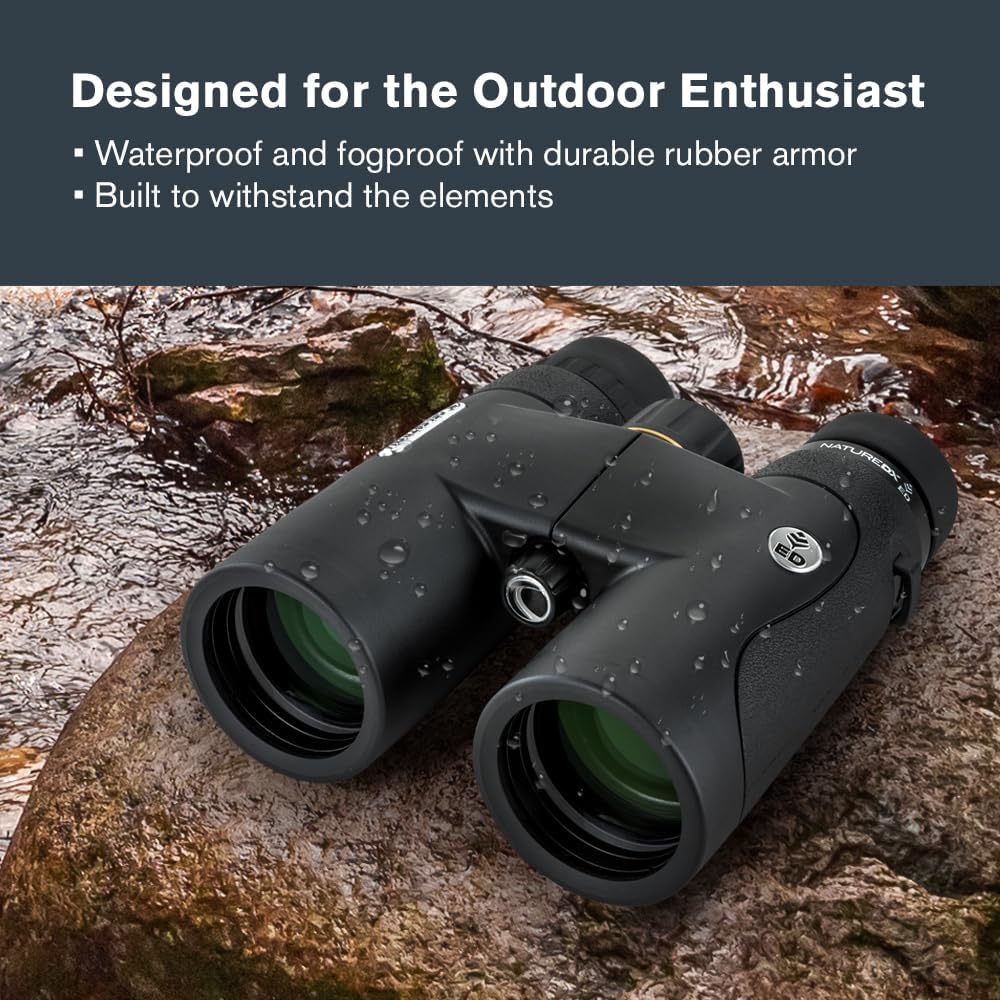 Jumelles Celestron–Nature DX ED 10x42 Premium – Objectifs à très faible dispersion – Jumelles pour l'extérieur et l'observation des oiseaux – Traitement multicouche intégral avec prismes BaK-4 – Revêtement en caoutchouc – Jumelles antibuée et rési…