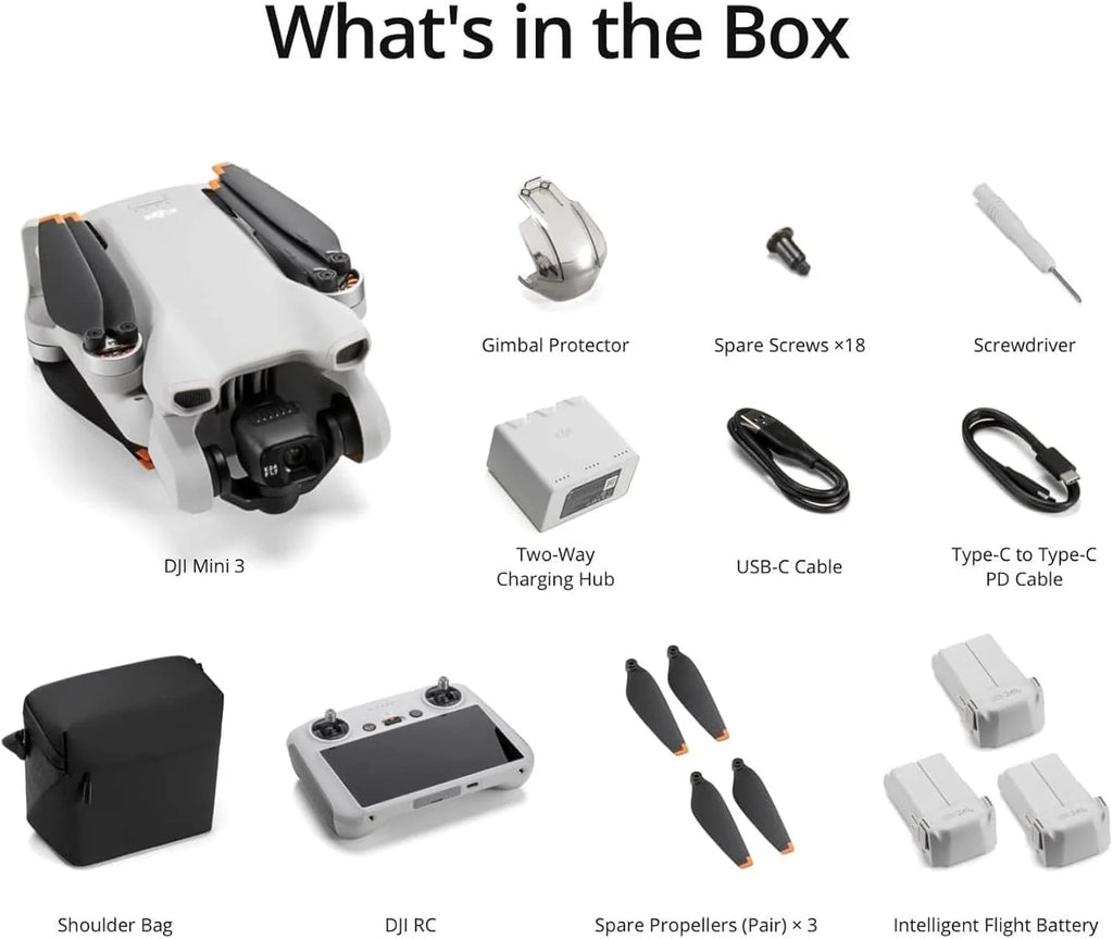 DJI Mini 3, Drone doté de caméra pour adultes, 4K, 38 min d'autonomie, transmission vidéo jusqu'à 10 km, prise de vue verticale, retour automatique GPS intégré, Mini drone doté de caméra pour débutants